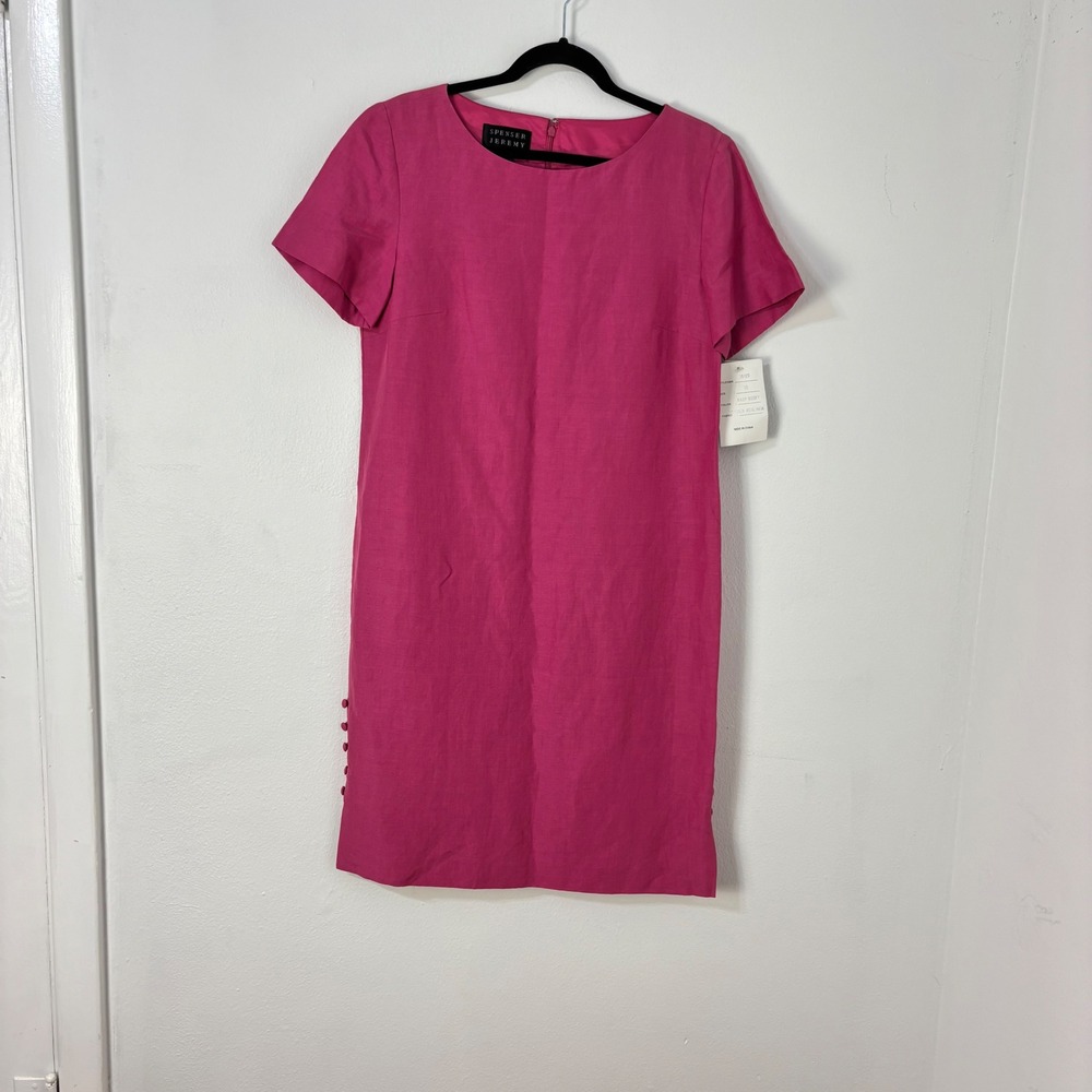 Spenser Jeremy Silk Linen Dress Preppy Twee Pink Corporate Old Money Women 10